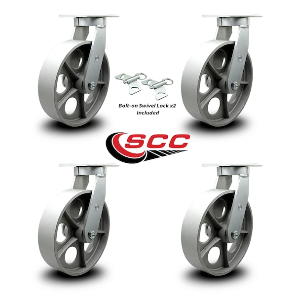 12 Inch Heavy Duty Semi Steel Cast Iron Swivel Caster Set with 2 Swivel Locks